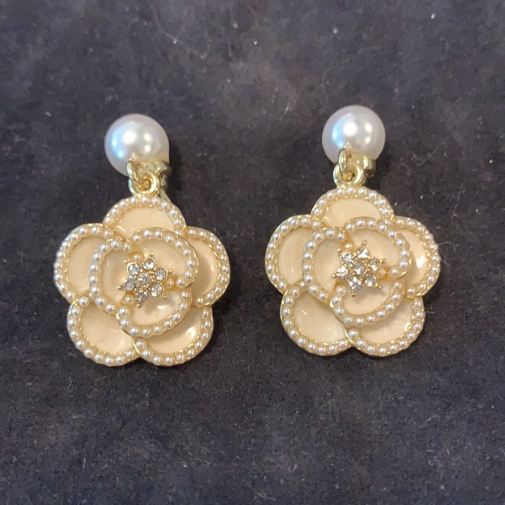 Chanel inspired Camilla flower earrings